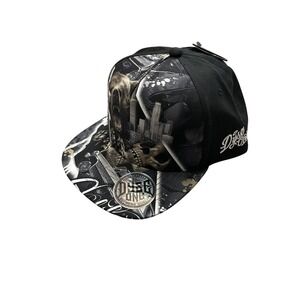 Dyse One Snapback Hat Mens OSFM Black New Bear Skull City Graphic Streetwear Cap
